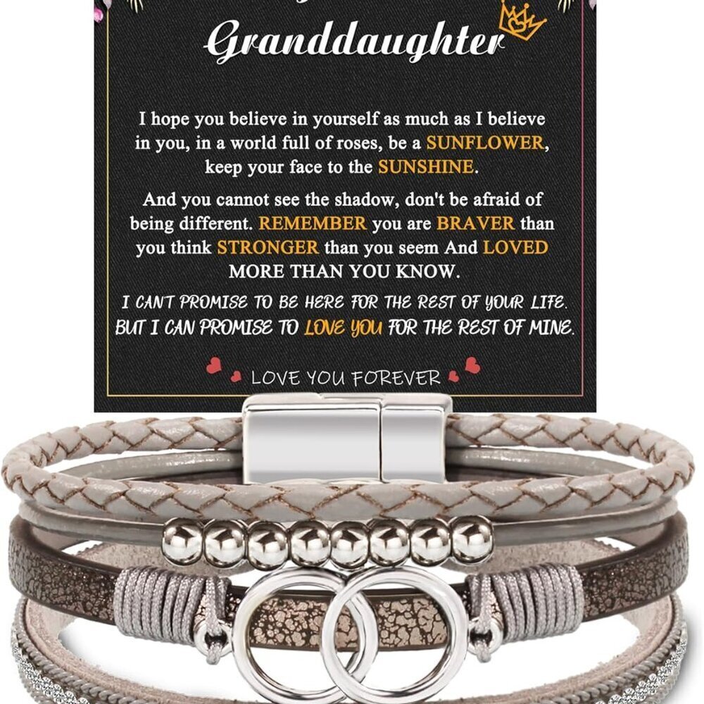 Leather Wrap Bracelet for Women Layered Boho Jewelry Gifts for Teen Girls